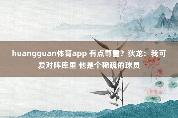 huangguan体育app 有点尊重？狄龙：我可爱对阵库里 他是个稀疏的球员
