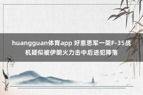 huangguan体育app 好意思军一架F-35战机疑似被伊朗火力击中后进犯降落