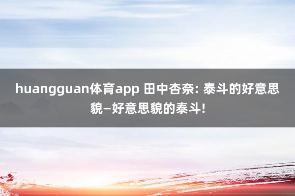 huangguan体育app 田中杏奈: 泰斗的好意思貌—好意思貌的泰斗!