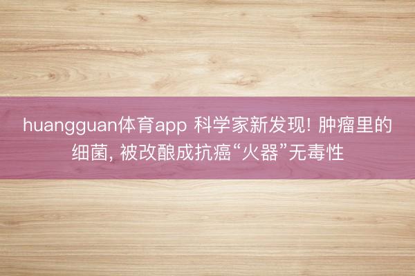 huangguan体育app 科学家新发现! 肿瘤里的细菌， 被改酿成抗癌“火器”无毒性