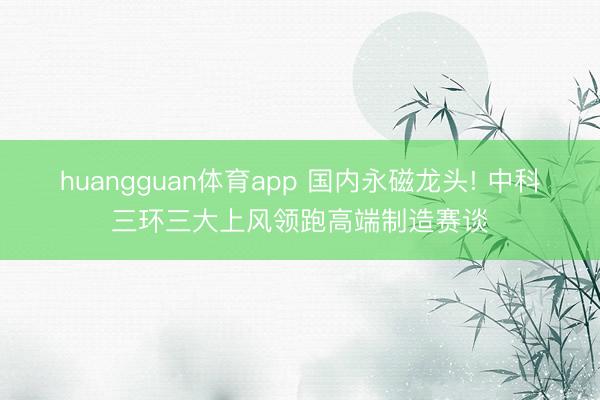 huangguan体育app 国内永磁龙头! 中科三环三大上风领跑高端制造赛谈