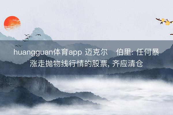 huangguan体育app 迈克尔・伯里: 任何暴涨走抛物线行情的股票， 齐应清仓
