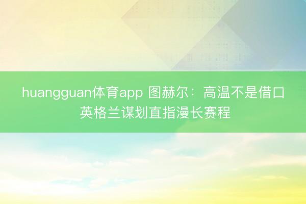huangguan体育app 图赫尔：高温不是借口 英格兰谋划直指漫长赛程