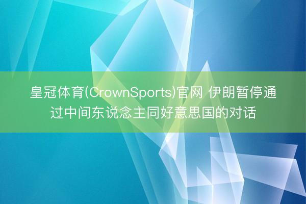 皇冠体育(CrownSports)官网 伊朗暂停通过中间东说念主同好意思国的对话