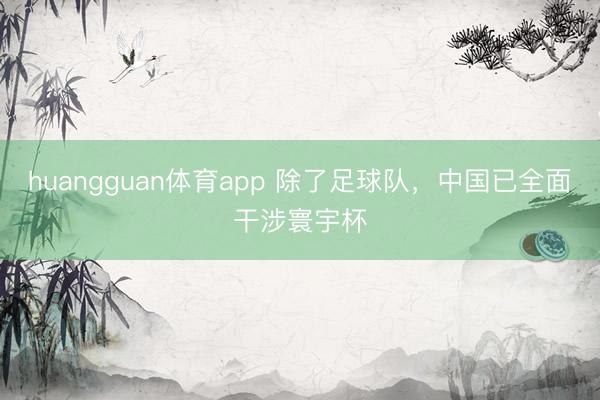 huangguan体育app 除了足球队，中国已全面干涉寰宇杯