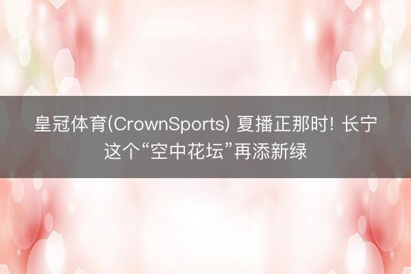 皇冠体育(CrownSports) 夏播正那时! 长宁这个“空中花坛”再添新绿