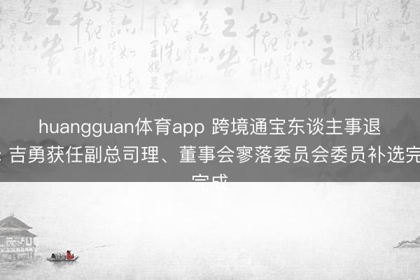 huangguan体育app 跨境通宝东谈主事退换: 吉勇获任副总司理、董事会寥落委员会委员补选完成